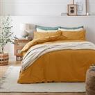 Soft Washed Recycled Cotton Duvet Cover and Pillowcase Set Amber Gold