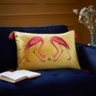 Flamingo Embroidery Cushion Chartreuse Chartreuse