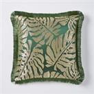 Luxe Jacquard Palm Cushion Green