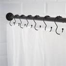 Pack of 12 3-Shaped Shower Curtain Rings Black