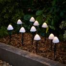 Set of 10 Mushroom Solar Stake Lights Black and White