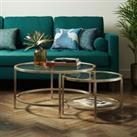 Sofia Glass Coffee Nest of Tables Gold
