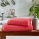 Fuchsia and Tiger Lily Bold Stripe Towel Fuschia and Tiger Lily