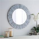 Luxe Tiled Round Wall Mirror Silver