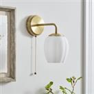 Frosted Tulip Ribbed Wall Light Gold