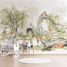 Woodland Forest Wall Mural Green