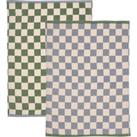 Set of 2 Checkerboard Tea Towels MultiColoured