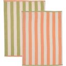 Set of 2 Striped Tea Towels MultiColoured