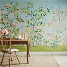 Cranberry and Laine Chinoiserie Floral Mural Blue