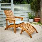 Wooden Adirondack Chair with Footstool Natural