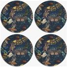 Set of 4 Kew Living Jewels Round Placemats Midnight (Blue)
