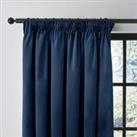 Recycled Velour Pencil Pleat Curtains Ink (Blue)