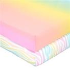 Set of 2 Rainbow Ombre Fitted Sheet MultiColoured