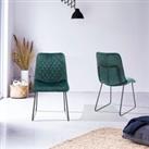 Set of 2 Saturn Emerald Upholstered Dining Chairs Emerald