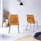 Indus Valley Set of 2 Saturn Turmeric Upholstered Dining Chairs Turmeric