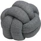 Furn. Boucle Knot Round Cushion Grey