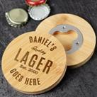 Personalised Bamboo Coaster with Hidden Bottle Opener Natural