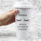 Personalised Eyelashes Insulated Reusable Travel Cup White