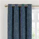 Chenille Ultra Blackout Eyelet Curtains Pacific Blue