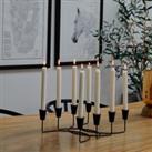 8 Piece Circular Candle Holder Black