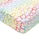 Catherine Lansfield Rainbow Hearts Cosy Fleece Fitted Sheet Pink
