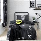 Skulls Reversible Duvet Cover & Pillowcase Set Grey