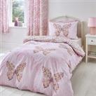 Enchanted Butterfly Reversible Duvet Cover & Pillowcase Set Pink