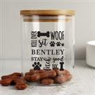 Personalised Glass Dog Treat Jar with Bamboo Lid Clear