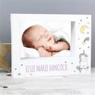 Personalised Baby Unicorn Landscape Box Photo Frame White