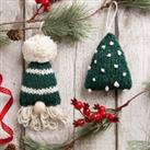 Wool Couture Christmas Tree & Gnome Bauble Duo Knitting Kit Green