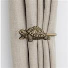 Tortoise Curtain Holdbacks Antique Brass