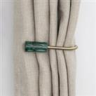 Marble Antique Brass Curtain Holdbacks Green