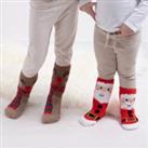 totes Toasties Kids Super Soft Reindeer and Santa Slipper Socks MultiColoured
