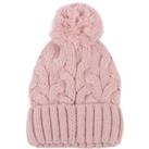 totes Cable Knit Hat with Pom Pom Detail Pink