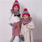totes Kids Knitted Pink Mix Hat Glove and Snood Set Pink