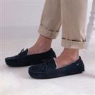 totes Suedette Faux Fur Lined Navy Moccasin Slippers Navy