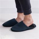 totes Jersey Navy Mule Slippers With Check Lining Navy