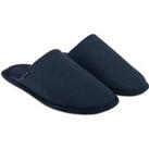 totes Jersey Navy Mule Slippers With Check Lining Navy