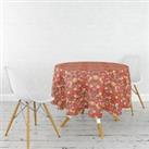 Strawberry Thief Circular Acrylic Coated Tablecloth Strawberry Thief Red