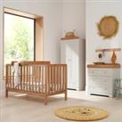 3 Piece Oak Malmo Cot Bed and Rio Furniture Set Beige