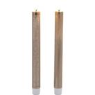 Set of 2 LED Taper Candles Gold