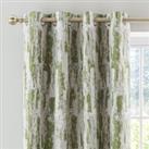 Abstract Global Eyelet Curtains Moss Green