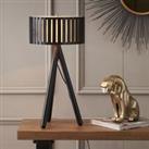 Rabanne Wooden Slat Tripod Table Lamp Black