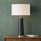 Laurence Croc Textured Leather Table Lamp Black