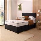 Fabric Divan Bed with Paris Headboard & 800 Pocket Sprung Mattress Ebony