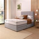 Fabric Divan Bed with Francisco Headboard & 800 Pocket Sprung Mattress Light Grey