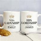 Personalised Set of 2 Ladyship and Lordship Mugs White