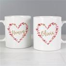 Personalised Set of 2 Confetti Hearts Wedding Mugs White