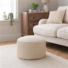 Jersey Bobble Round Pouffe Natural