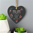 Personalised I Love You A Whole Bunch Hanging Slate Heart Grey
